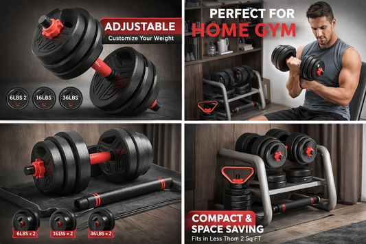 Adjustable and Versatile Free Weight Set – Complete Home Gym in One Compact Kit