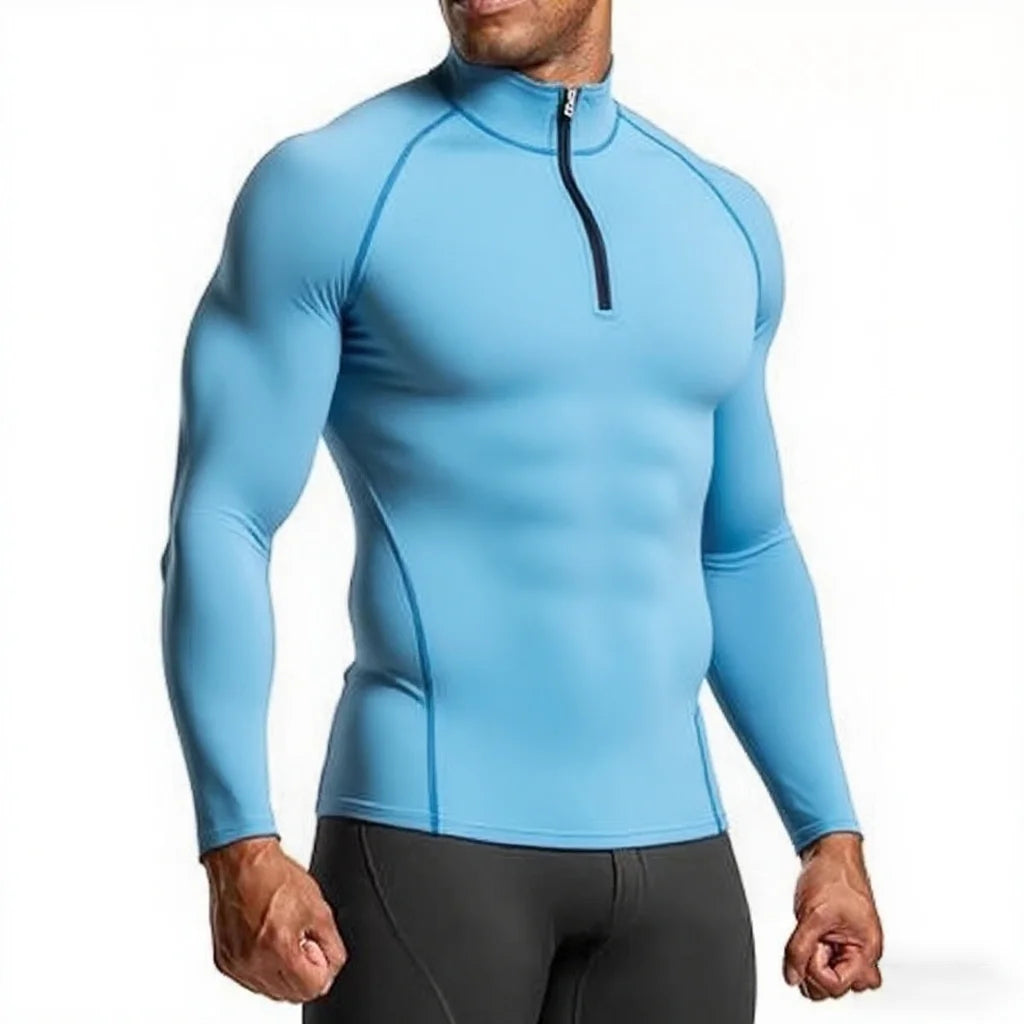 Sleek, body-contouring zip-up training top