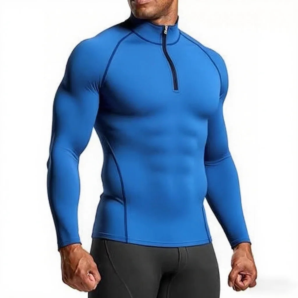 Sleek, body-contouring zip-up training top