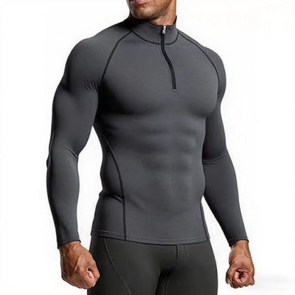 Sleek, body-contouring zip-up training top