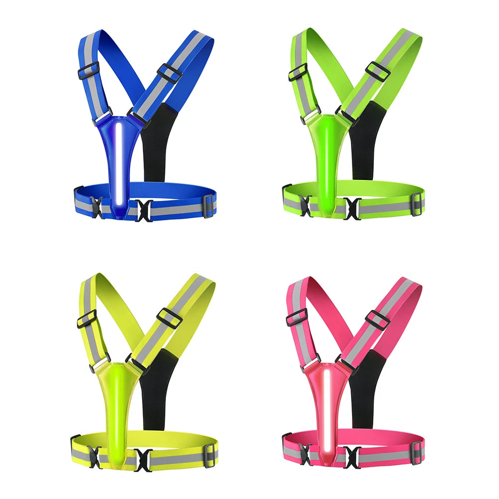LED Light and Reflective Running Vest - USB Rechargeable