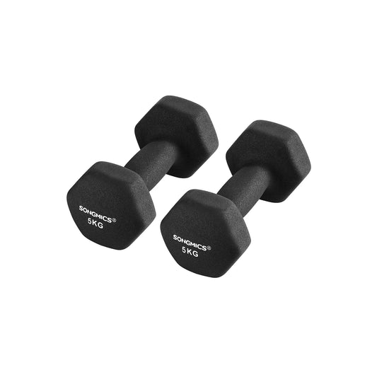 SONGMICS Rubber-Coated Dumbbell Set – Strong, Safe &Built for Everyday Training (2x 5kg)