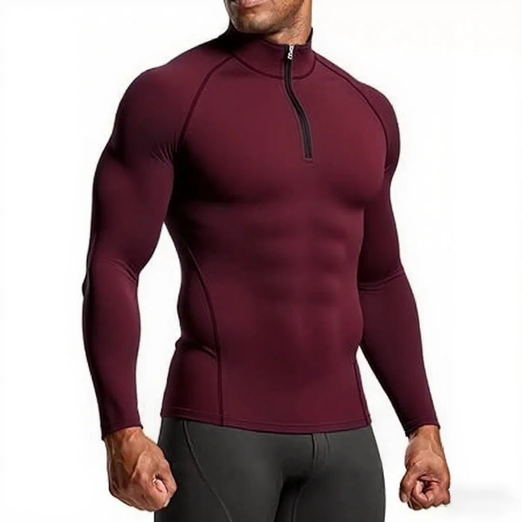 Sleek, body-contouring zip-up training top