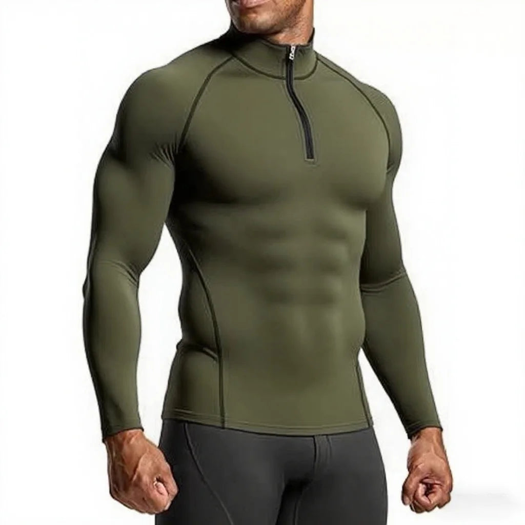 Sleek, body-contouring zip-up training top
