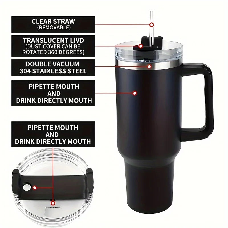 40oz Insulated Tumbler Flask with Straw
