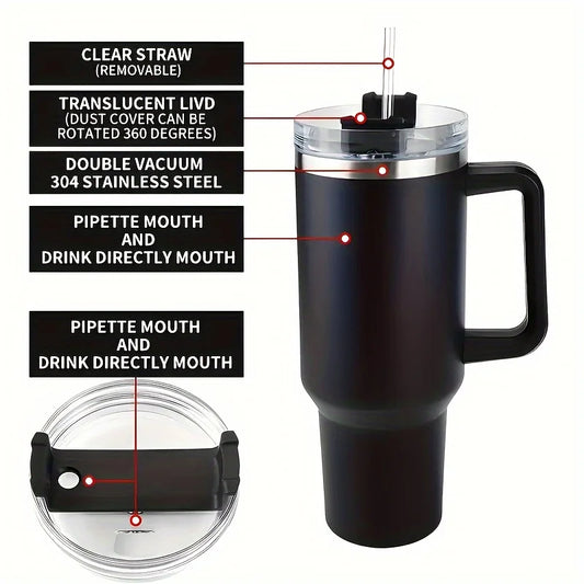 40oz Insulated Tumbler Flask with Straw