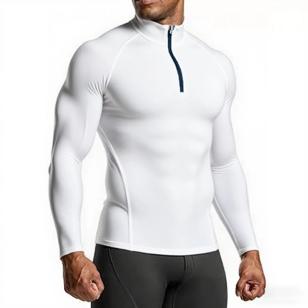 Sleek, body-contouring zip-up training top